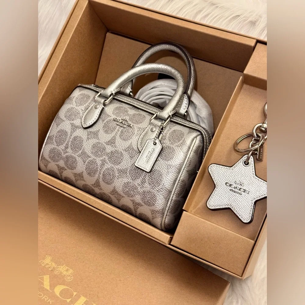 NWT Coach Boxed Mini Rowan Crossbody Bag And Mirror Bag Charm Set CX186 - Picture 4 of 14